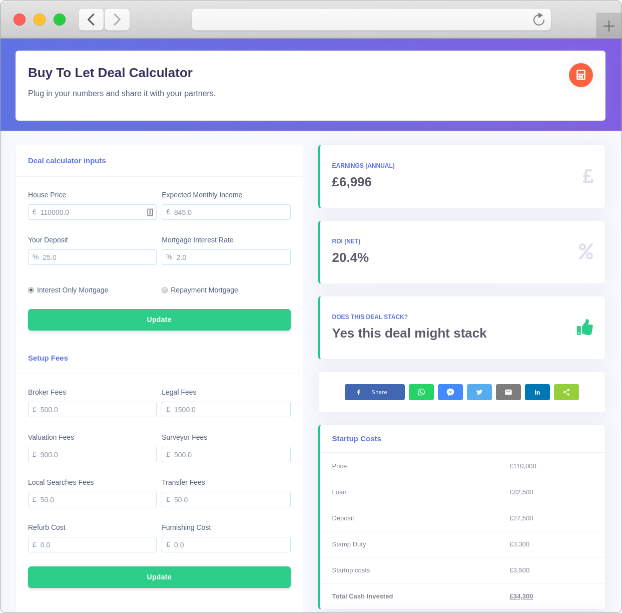 Buy To Let Deal Calculator Source Pro Property Platform for
